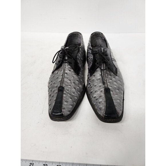 Stacy Adams Mens Roselli Oxford Shoes Size 9M Gray Textured Leather Lace Up - Picture 5 of 12